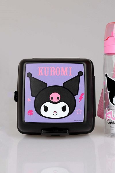 kuromi زجاجة مياه كورومي تريتان مرخصة للموسم الجديد مع DEKOMUS سعة 500 مل ومجموعة طعام مكونة من حاوية غذاء مكونة من طبقتين "ISL