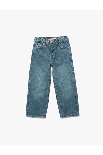 Koton Straight Fit Denim Trousers with Cotton Pockets