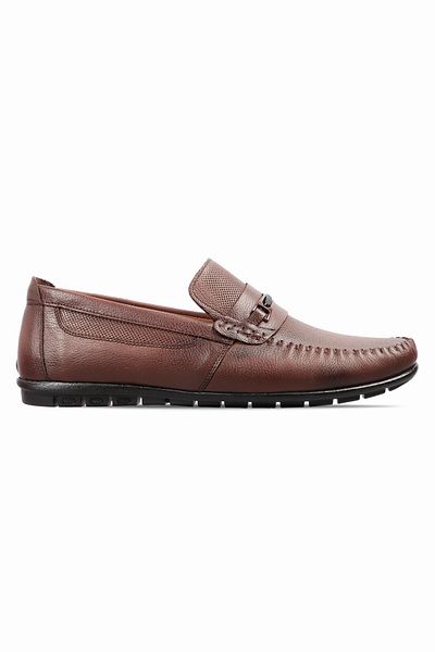 Lal Shoes & Bags Jewel Men's Genuine Leather Casual Shoes with Stitching Detail-Brown
