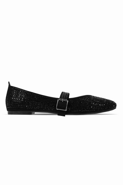 Lal Shoes & Bags Meronna Women's Shaped Stone Detailed Ballerinas-Black