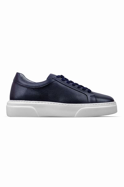 Lal Shoes & Bags Moveme Men's Genuine Leather Lace-Up Casual Shoes-Navy Blue