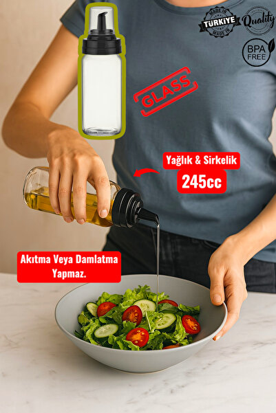 MUF HOME Cam Yağlık Sirkelik – Şeffaf Tasarım, Akıtmaz Kapaklı, Mutfak için K...