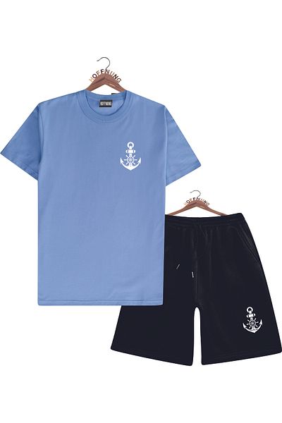 HOFFNUNG Unisex Men/Women Crew Neck Hoffnung Anchor Printed Bottom Top Tracksuit Suit
