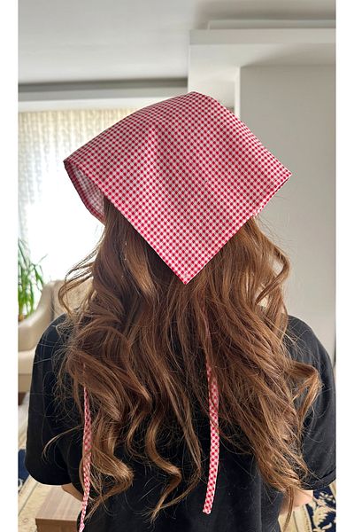Mufincollection Summer Colors Checkered Cotton Tie Bandana – Triangle Bandana