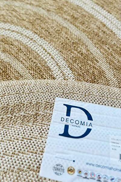Decomia Home Laura Hasır Jüt Modern Çizgili Yuvarlak Dokuma Halı Kilim