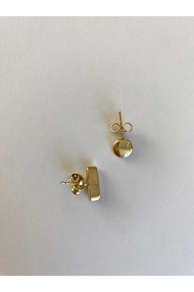 marsel aksesuar Xuping Minimal Nail Different Shape Gold Ball Earrings