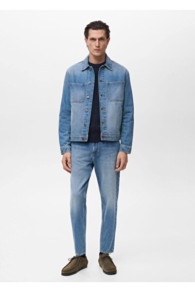 MANGO Man Kürk yakalı denim mont