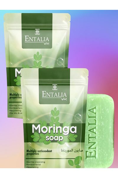 ENTALIA 2 Pieces of Thai Moringa Soap for cleansing and soothing dry and sensitive skin, nourishing and antibacterial, 100g