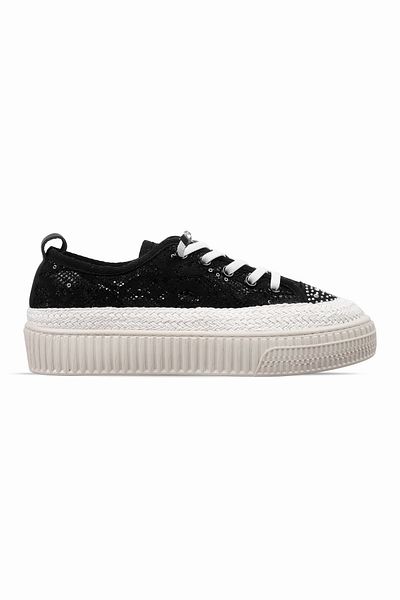 Lal Shoes & Bags Amaya Women's Stone Lace Detailed Lace-Up Casual Shoes-Black