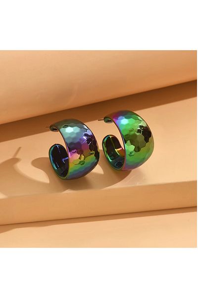 mos&more Colorful Sparkling Shiny Women's Hoop Earrings, 3cm