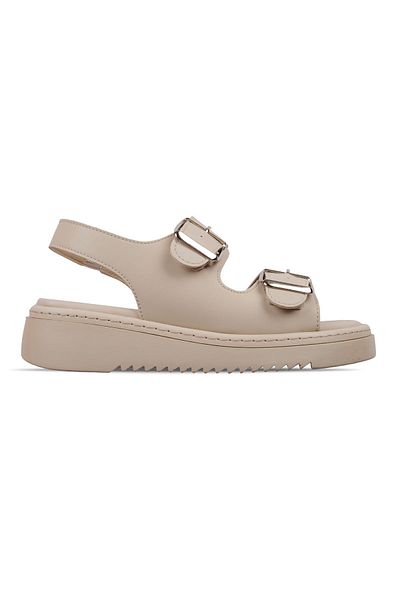Lal Shoes & Bags Sandale elastice cu cataramă pentru femei Enova Pantofi-crem