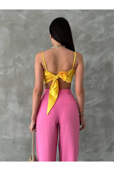 QBZ Satin Bluz with Strap Back