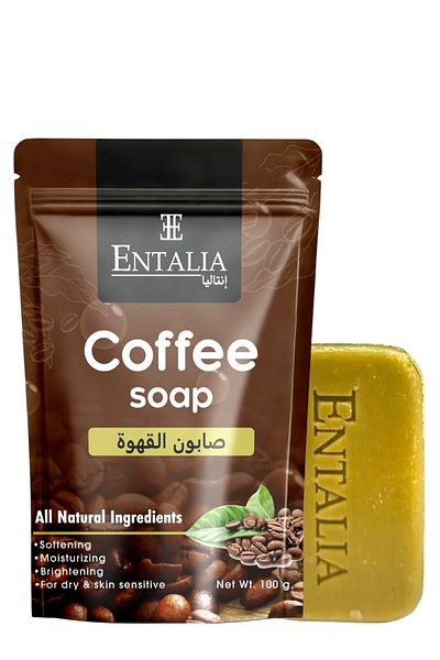 ENTALIA Thai Coffee Soap for Body and Face, Coffee Extract Soap for Soft and Glowing Skin, 100g