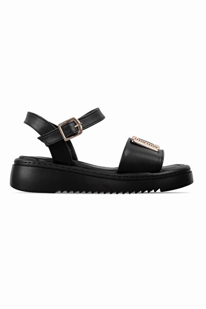 Lal Shoes & Bags Sandale Emily pentru damă cu cataramă cu o singură curea-negru