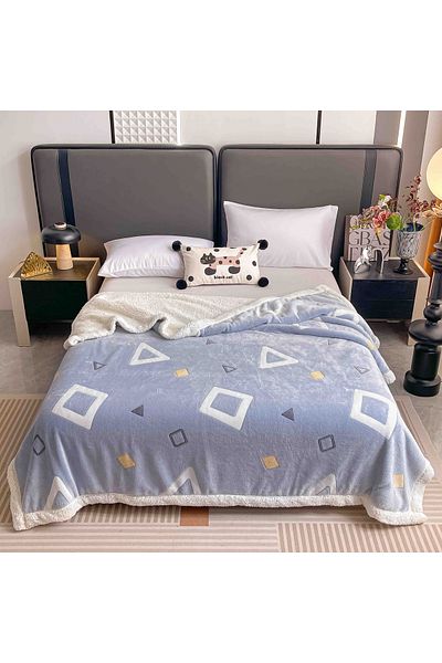 FIONNA.RO Cocolino Blanket With White Fur 200x230cm - Geometry