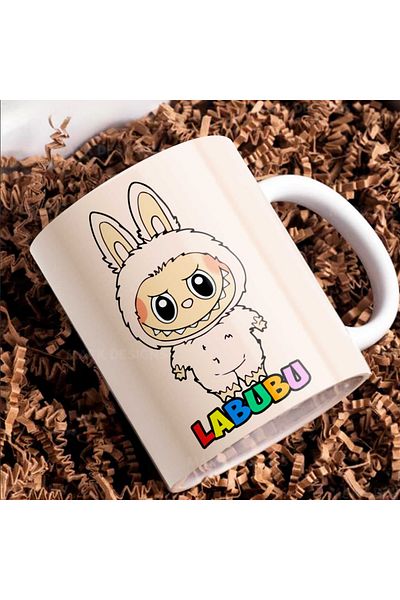 ADORAGE Labubu Cheeky Smile Mug – 330 ml | Cute Cartoon Labubu in Fuzzy Costume with Playful Design