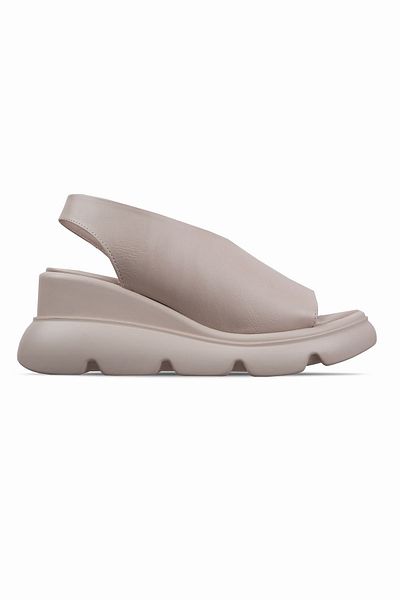 Lal Shoes & Bags Madia Γυναικεία Ψηλή Σόλα Karnıyarık Λεπτομερή Σανδάλια-Κρέμα