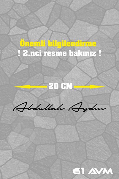 61 AVM Kişiye Özel İmza İsim Soyisim Sticker Folyo - 1 Adet | 20 x 3 Cm - Siy...