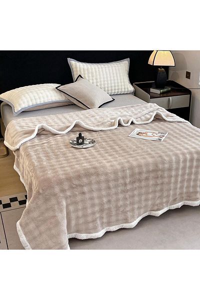 FIONNA.RO Cocolino Blanket With White Border - Cacao Beige With Milk