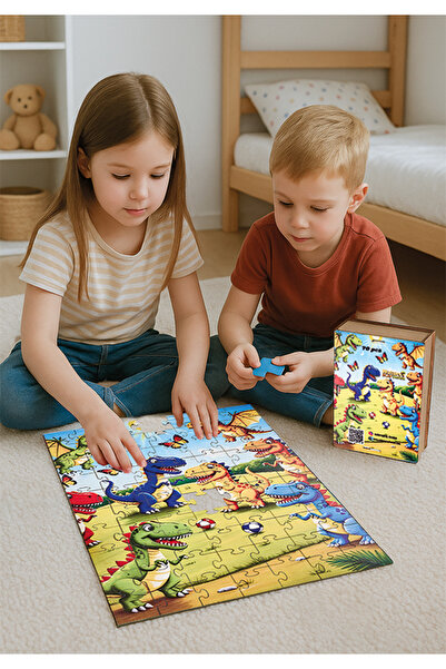 Natureplaydesign 🦕   بازل خشبي بطابع الديناصورات – 70 قطعة (32 × 42 سم) |   ...