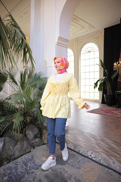 Nergis Neva Butik Elastic waist gathered kimono tunic