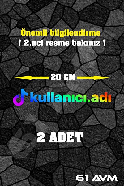 61 AVM Kişiye Özel Tiktok Logolu Kullanıcı Adı Sticker Folyo - 2 Adet 20 Cm -...