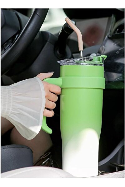 AMSZM Insulated Stainless Steel Tumbler, 1200ml Double-Wall Vacuum,Handle and Flip Straw, Travel Mug