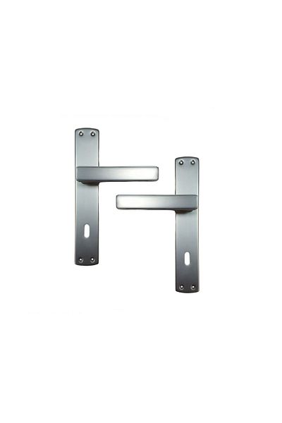 almital mobilya aksesuarları furniture accessories Lusso Inox Mirrored Room Door Handle and 40X23Mm Satin Room Mortise Lock Set