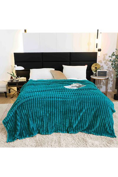 FIONNA.RO Cocolino Striped Blanket Medium Thickness - Turquoise