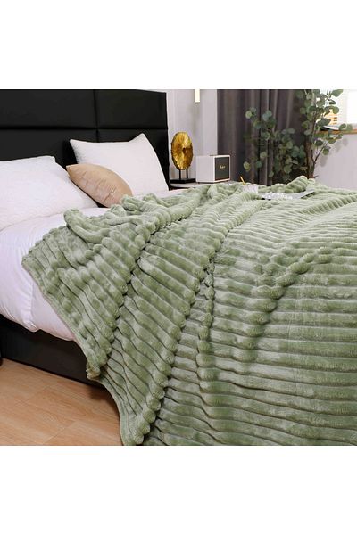 FIONNA.RO Cocolino Striped Blanket Medium Thickness - Light Green