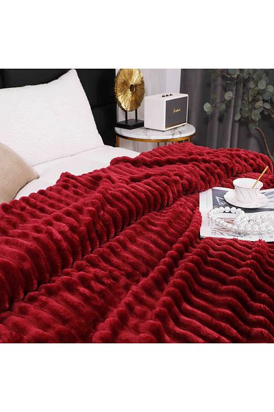FIONNA.RO Cocolino Striped Blanket Medium Thickness - Bordeaux