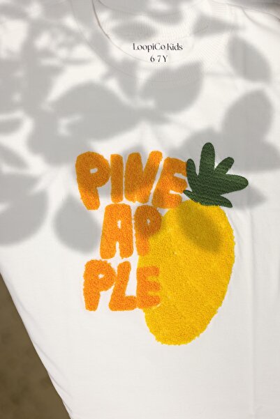 Pineapple Desenli Punch İşlemeli Çocuk T-shirt