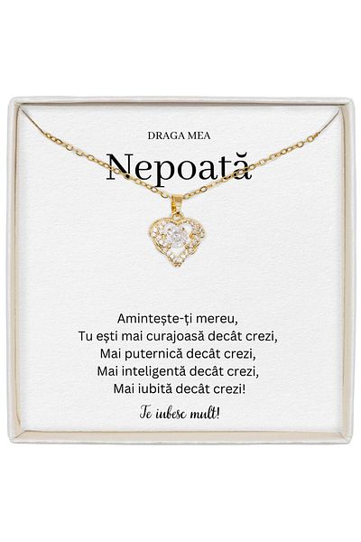 The Jewel Heart Heart Necklace For Your Niece, Gift With Love And Shine, Length 39+5 cm