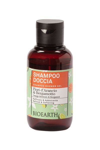 Bioearth Shampoo, travel size shower gel with orange blossom and bergamot, 100ml - Family Bioearth