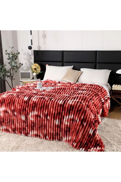 FIONNA.RO Cocolino Striped Blanket Medium Thickness - Red/White