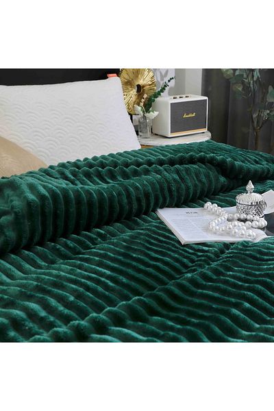 FIONNA.RO Cocolino Striped Blanket Medium Thickness - Dark Green