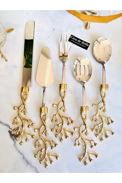 CASA DE BELLA Flower Embossed 5 Piece Service Set