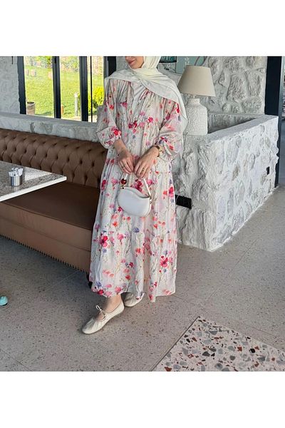 DEFNECE BUTİK Φόρεμα Rana Floral - Ροζ 2