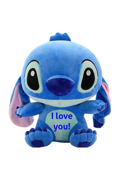 ADORAGE Stitch Love Plush – 25 CM | Cute Blue Soft Toy with “I Love You” Message