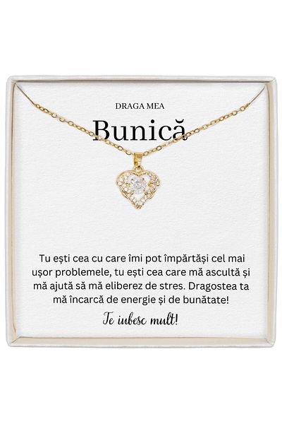 The Jewel Heart Special Gift For Grandma, Necklace With Heart And Zirconia Crystal, 39+5 cm