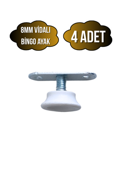 DSYapıAksesuar Beyaz Bingo Ayarlanabilir Ayak 8mm Vidalı Masa Ayağı(4 ADET)(E...