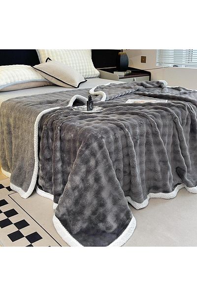 FIONNA.RO Cocolino Blanket With White Border - Gray
