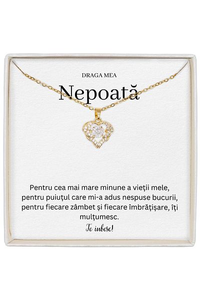 The Jewel Heart Special Gift For Niece, Heart Necklace And Zircon Crystal, 39+5 cm