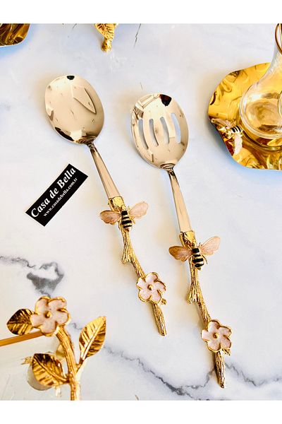 CASA DE BELLA Honeybeetle 2 Piece Luxury Salad Serving Set