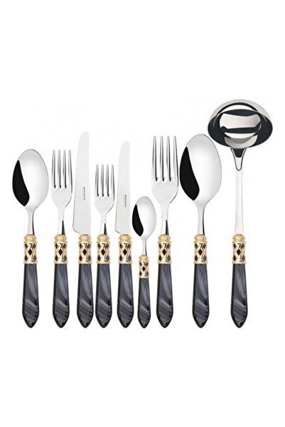 BUGATTI Aladdin Siyah Gold 75 Parça Çatal Kaşık Bıçak Seti