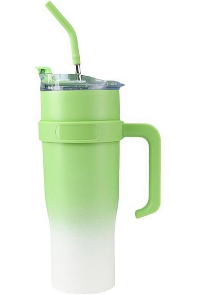 AMSZM Insulated Stainless Steel Tumbler, 1200ml Double-Wall Vacuum,Handle and Flip Straw, Travel Mug