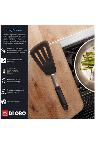 OEM Set of 2 Di Oro spatulas, stainless steel, silicone, black, silver