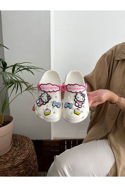 Behtah Kundura Girl Child Helo Kty Child 6 Pieces Jibbitz Fancy Garden Pool Daily Sandals Slippers