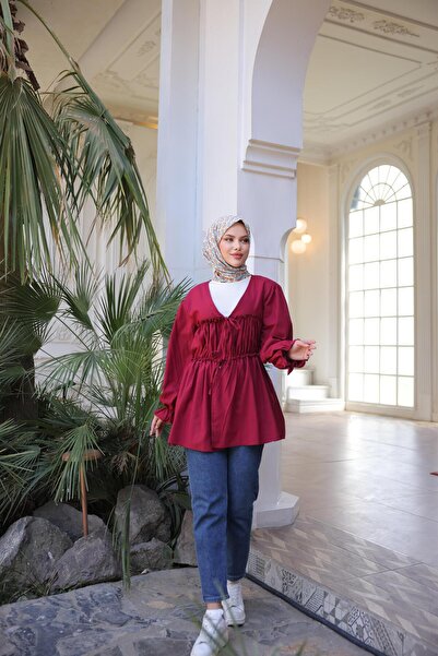 Nergis Neva Butik Elastic Kimono Tunic with Gathered Waist