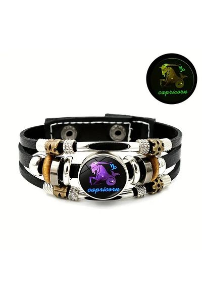 YIWU Capricorn Vintage Zodiac Bracelet - Faux Leather